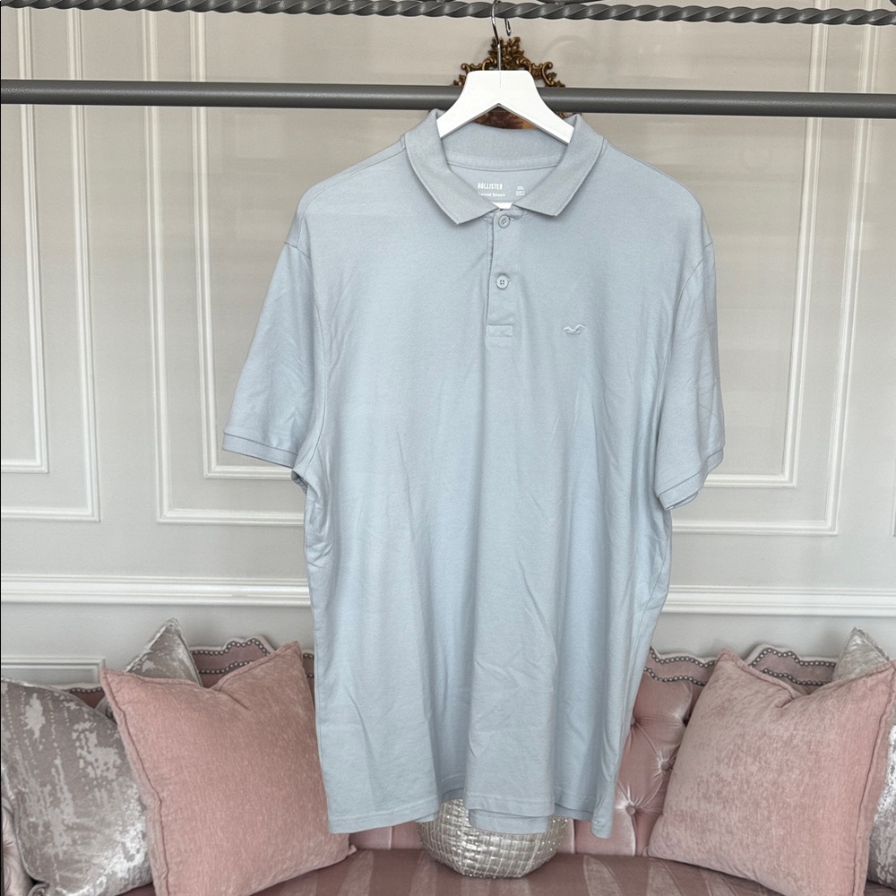 HOLLISTER Men's Light Blue Polo Shirt XXL